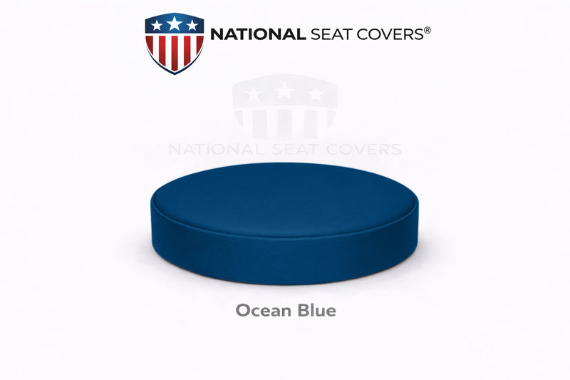 Ocean Blue Vinyl Bar Stool Cover Staple On Replacement