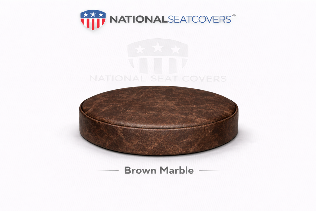 Brown Marble Vinyl Staple On Stool Cover