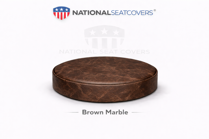 Brown Marble Vinyl Staple On Stool Cover