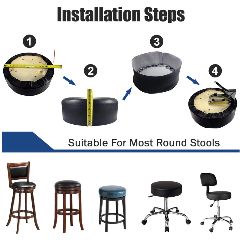 Brown Marble Vinyl Staple On Stool Cover