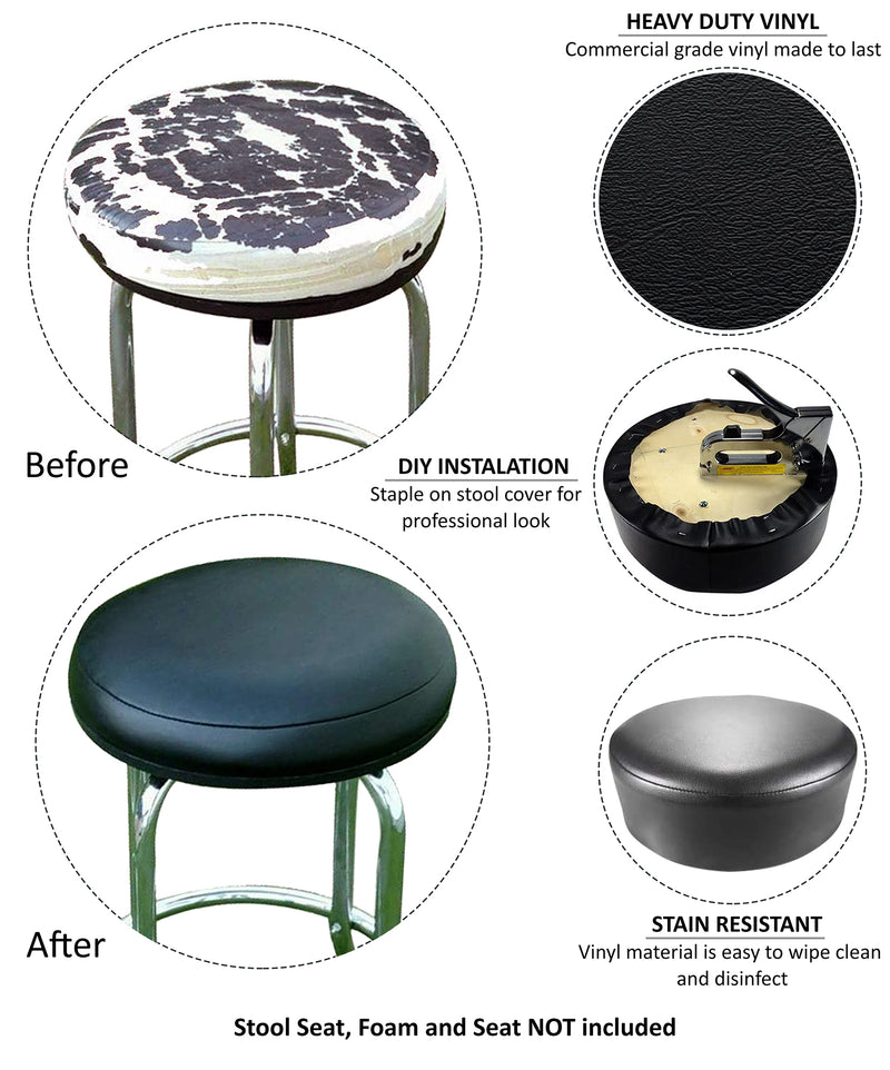 Black Vinyl Staple On Stool Cover